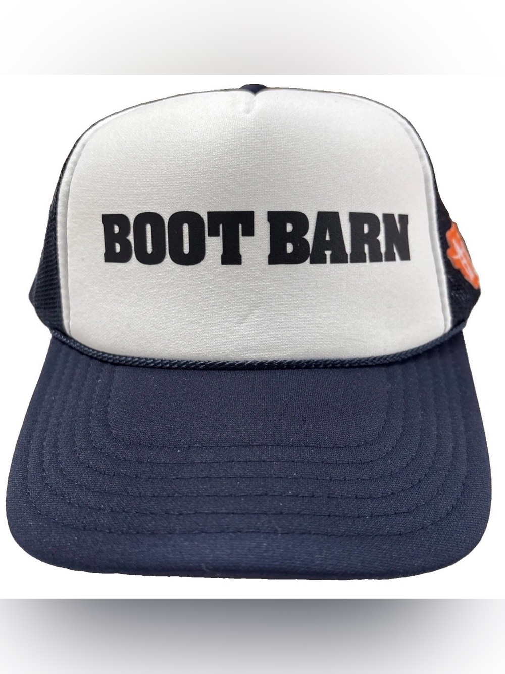 Boot Barn Trucker Hat Cap White Black Adjustable Mesh Back HLSR Edition NWOT